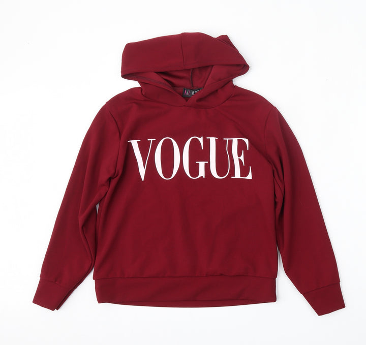 A2Z 4 Kids Girls Red  Polyester Pullover Hoodie Size 13 Years   - Vogue