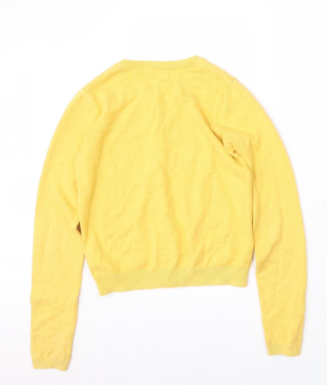 NEXT Girls Yellow Round Neck  Cotton Cardigan Jumper Size 11 Years