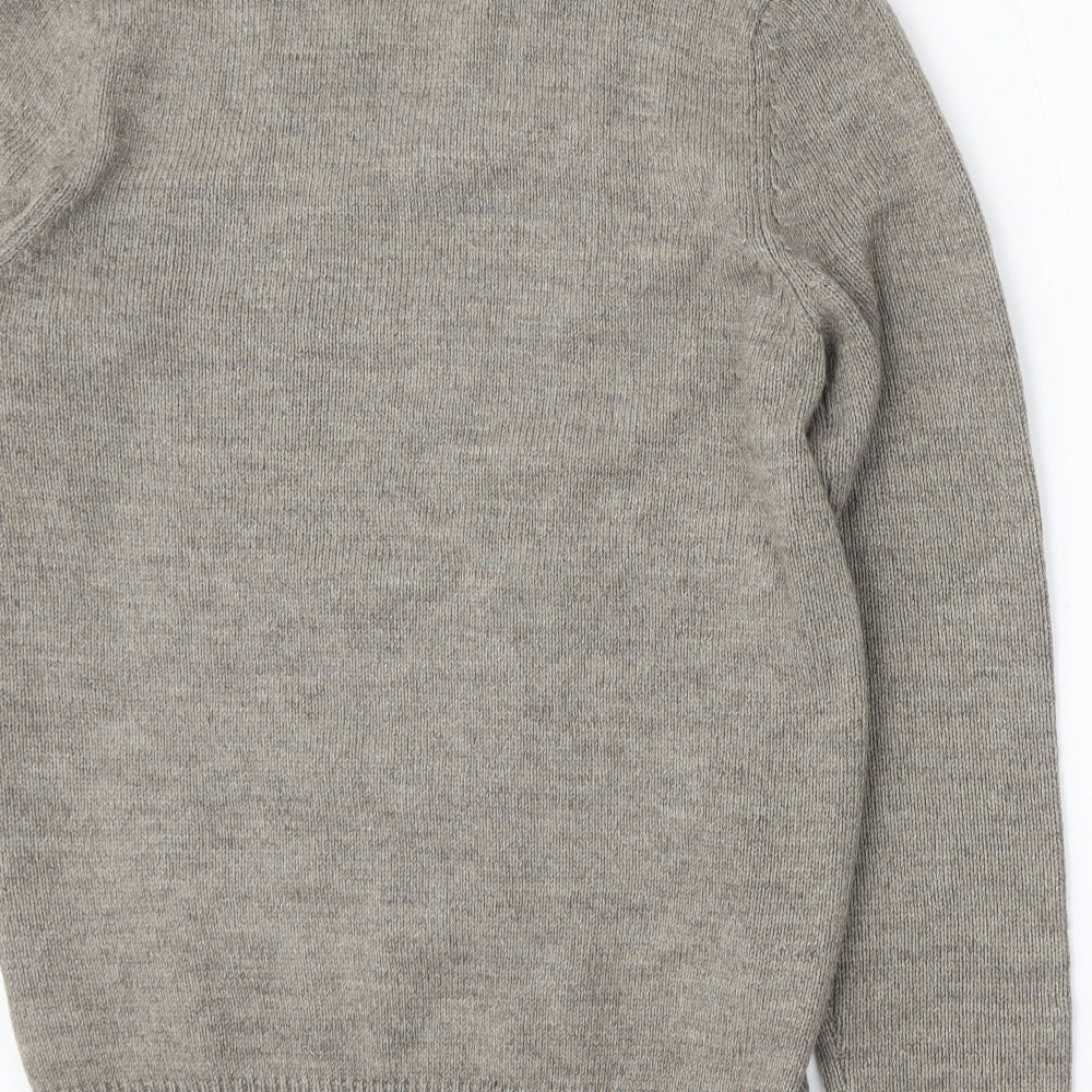 Threadbare Mens Beige Collared  Acrylic Pullover Jumper Size L