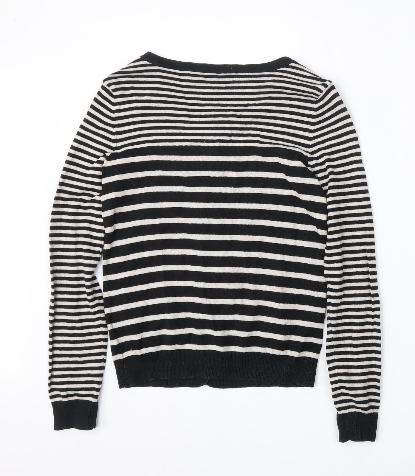 H&M Womens Multicoloured Round Neck Striped Cotton Cardigan Jumper Size XS