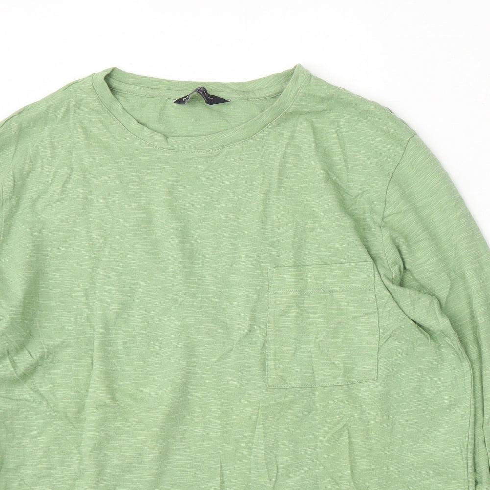 Marks and Spencer Womens Green  Cotton Basic T-Shirt Size 12 Round Neck