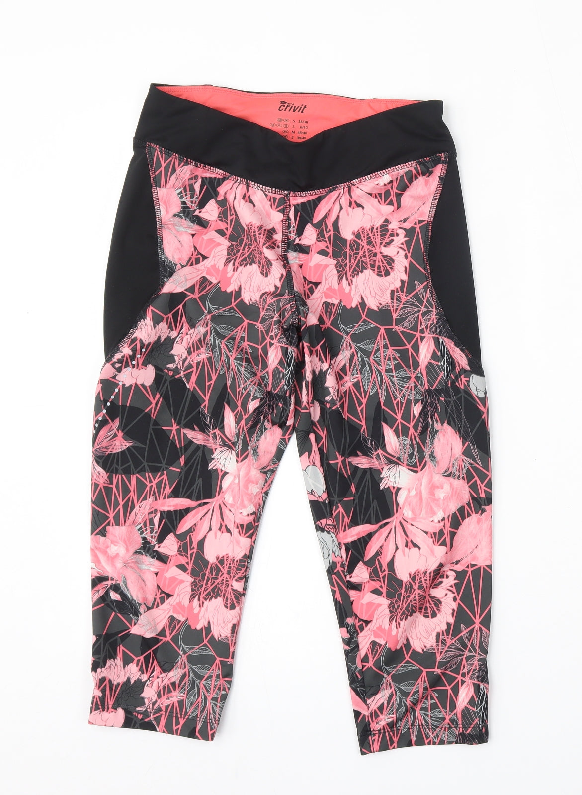 Crivit Womens Multicoloured Floral Polyester Compression Leggings Size S L19 in Regular