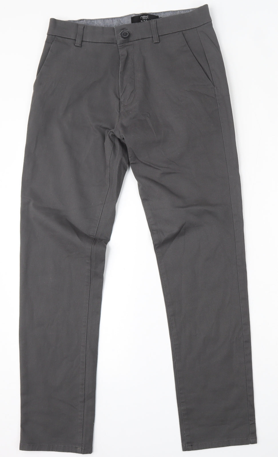 NEXT Mens Grey  Cotton Chino Trousers Size 30 L30 in Regular