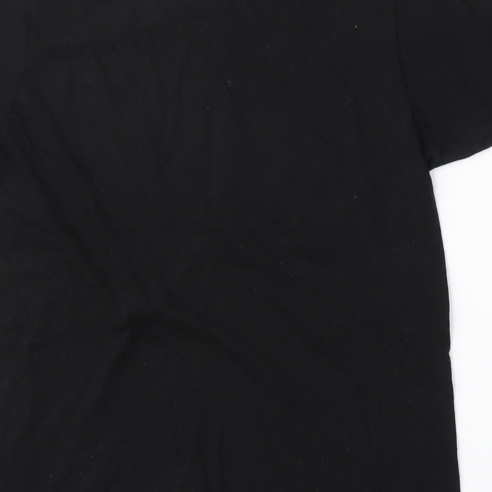 Simms Mens Black  Cotton  T-Shirt Size S Round Neck