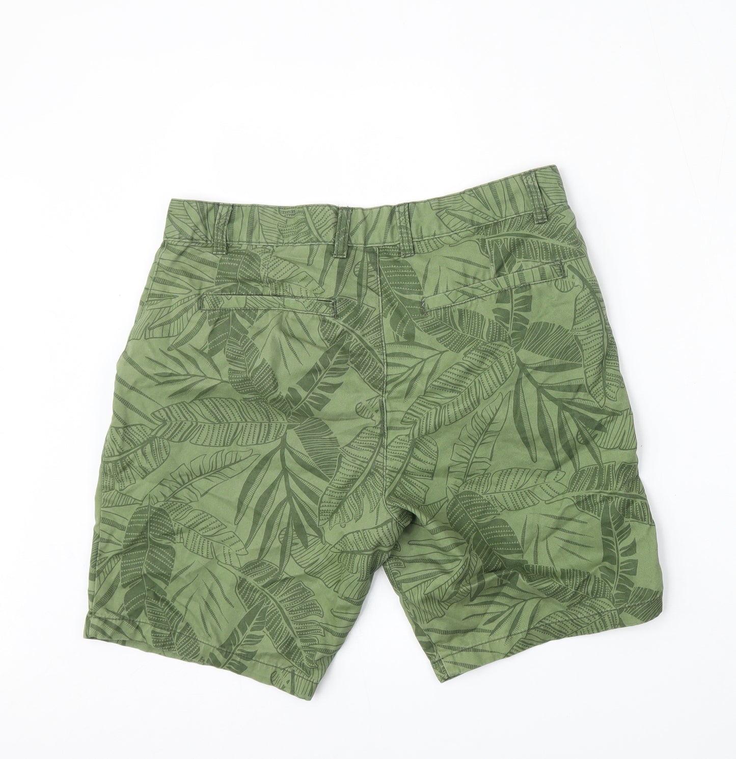 George Mens Green Floral Cotton Bermuda Shorts Size 34 L8 in Regular Button