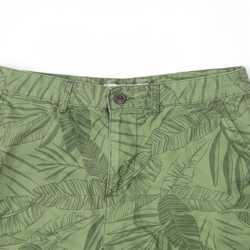 George Mens Green Floral Cotton Bermuda Shorts Size 34 L8 in Regular Button