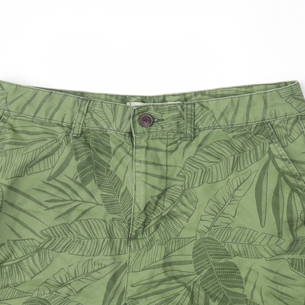 George Mens Green Floral Cotton Bermuda Shorts Size 34 L8 in Regular Button