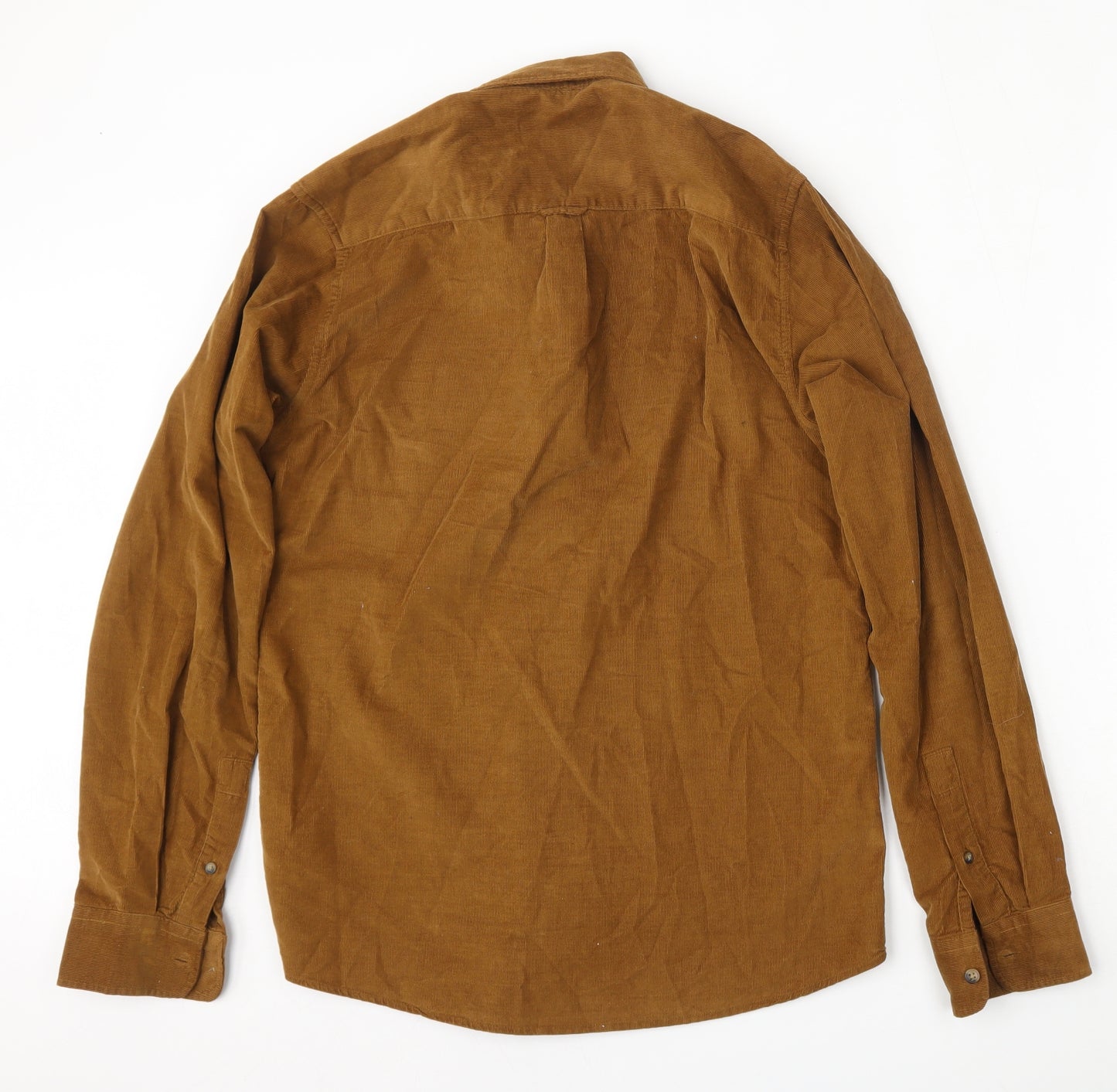 Primark Mens Brown  Cotton  Dress Shirt Size M Collared Button