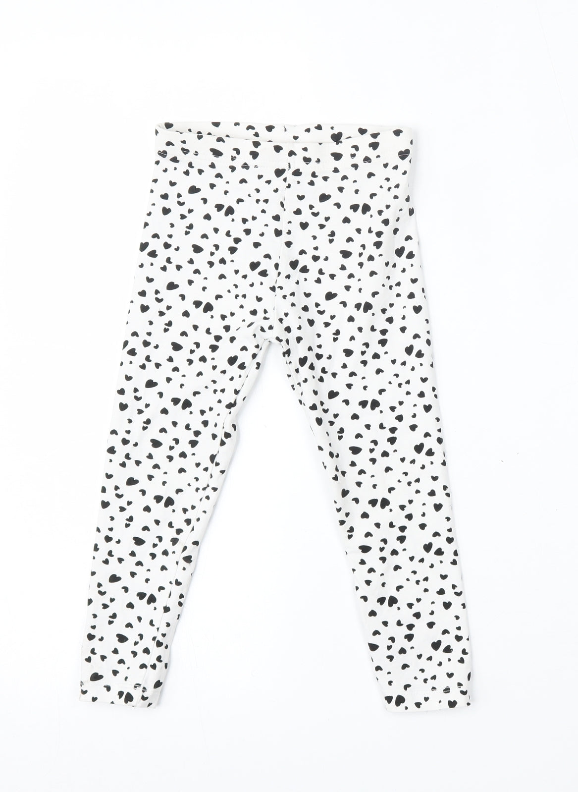 George Girls White Geometric Cotton Jogger Trousers Size 3-4 Years  Regular
