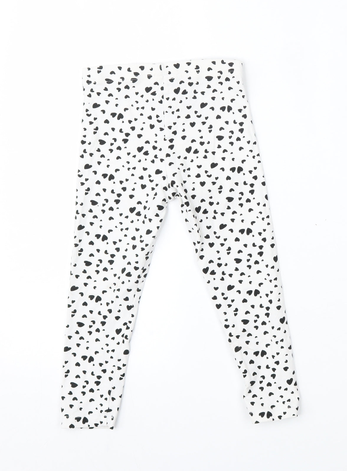 George Girls White Geometric Cotton Jogger Trousers Size 3-4 Years  Regular
