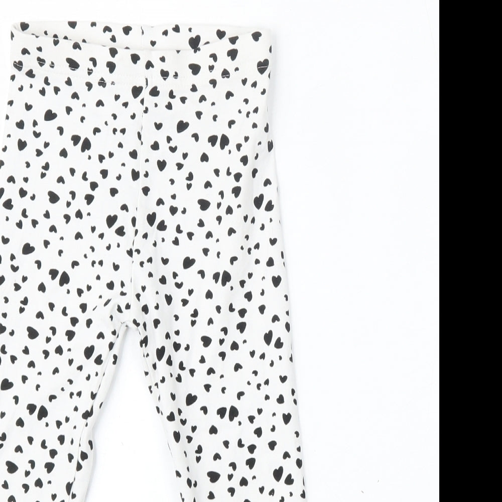 George Girls White Geometric Cotton Jogger Trousers Size 3-4 Years  Regular