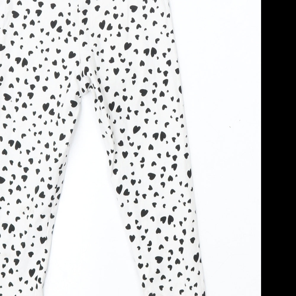 George Girls White Geometric Cotton Jogger Trousers Size 3-4 Years  Regular