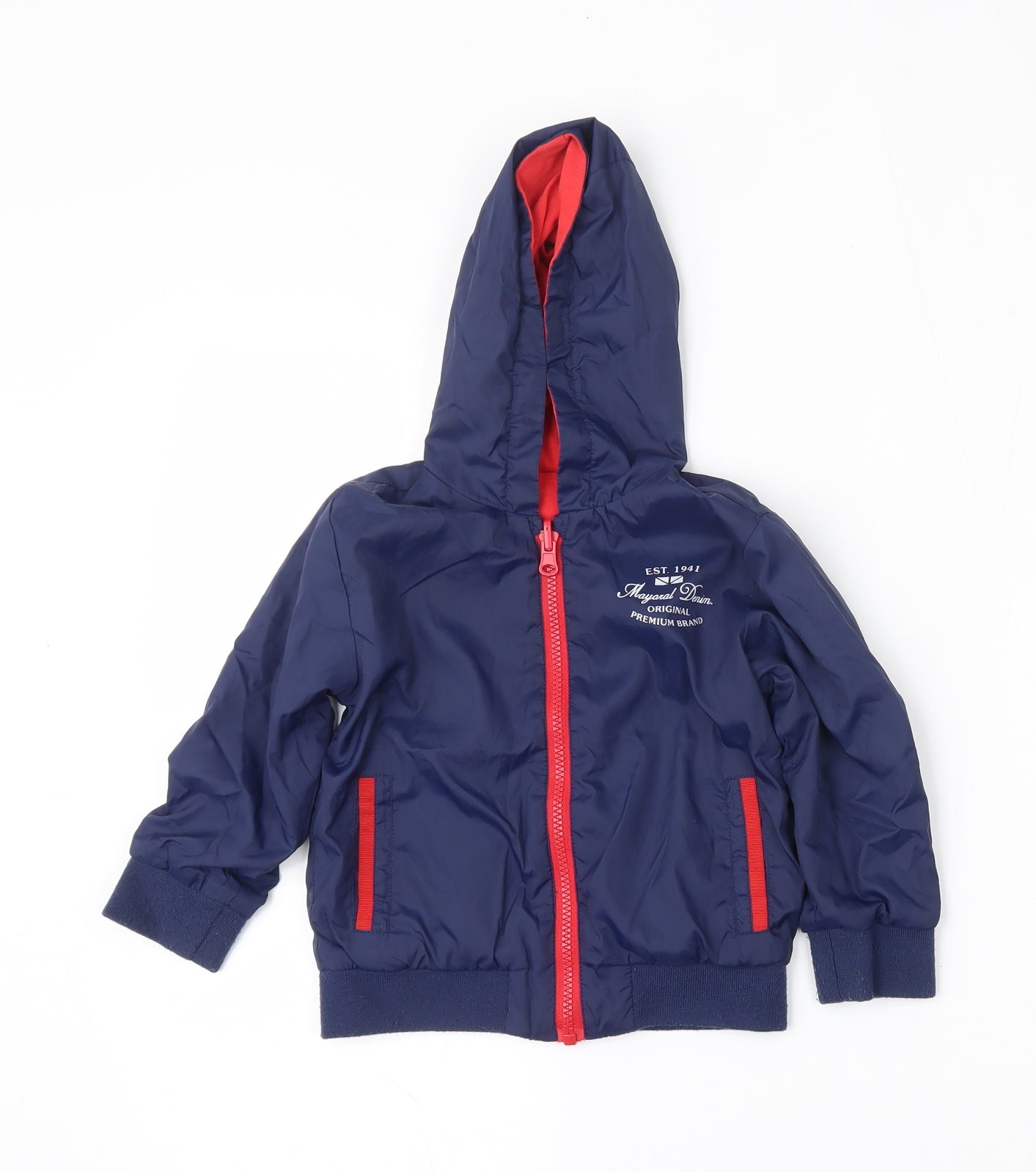 Mayoral Boys Blue  Polyester Full Zip Hoodie Size 2 Years  Zip - Reversible