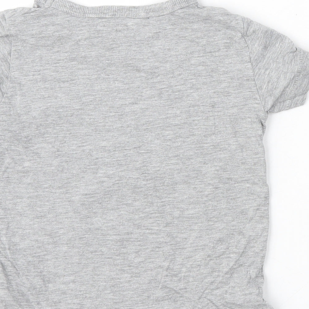 NEXT Boys Grey  Cotton Basic T-Shirt Size 12-18 Months Round Neck  - cars