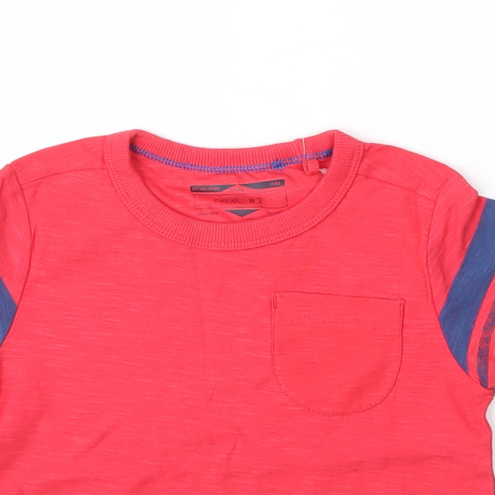 NEXT Boys Red  Cotton Basic T-Shirt Size 12-18 Months Round Neck