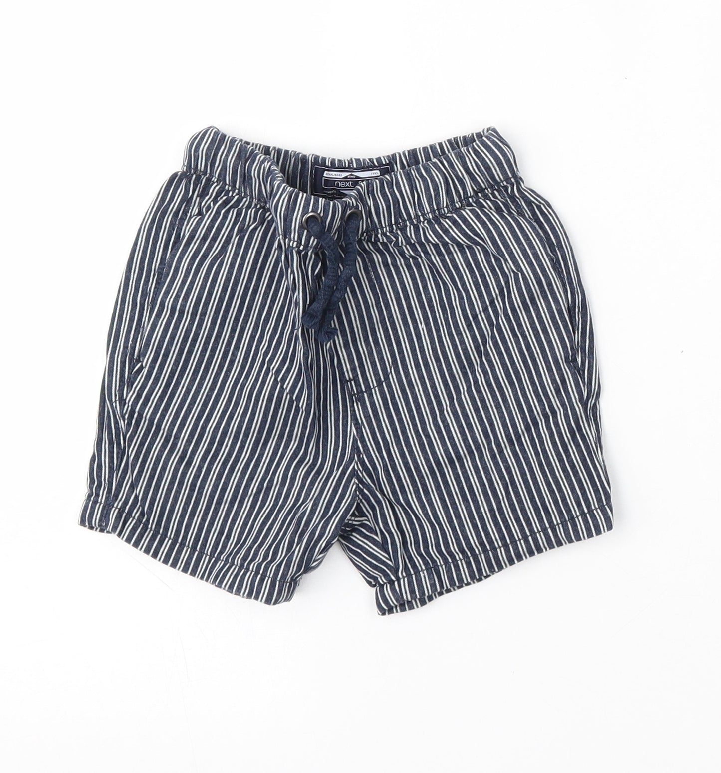 NEXT Boys Blue Striped Cotton Cropped Trousers Size 12-18 Months  Tie - Shorts