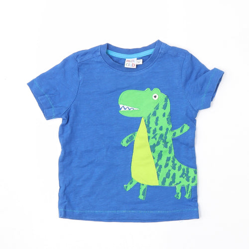 Mini Club Boys Blue  Camel Basic T-Shirt Size 12-18 Months Round Neck  - dinosaur