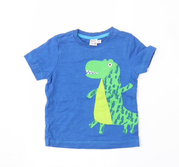 Mini Club Boys Blue  Camel Basic T-Shirt Size 12-18 Months Round Neck  - dinosaur