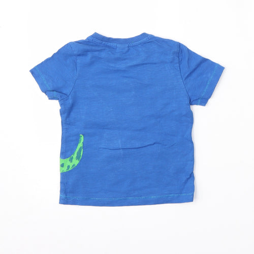 Mini Club Boys Blue  Camel Basic T-Shirt Size 12-18 Months Round Neck  - dinosaur