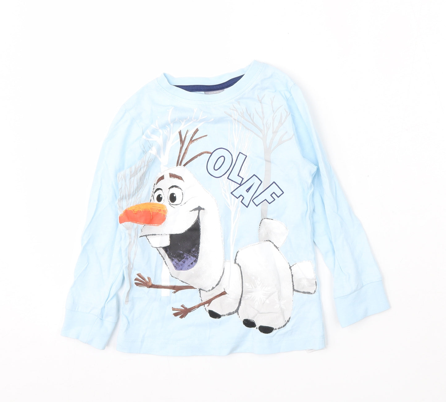 Disney Girls Blue  Cotton Basic T-Shirt Size 2-3 Years Round Neck  - Frozen