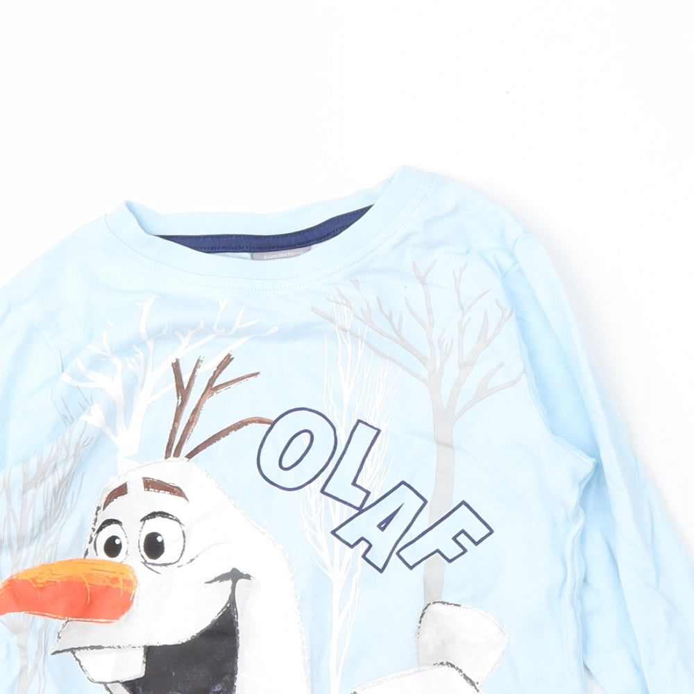 Disney Girls Blue  Cotton Basic T-Shirt Size 2-3 Years Round Neck  - Frozen