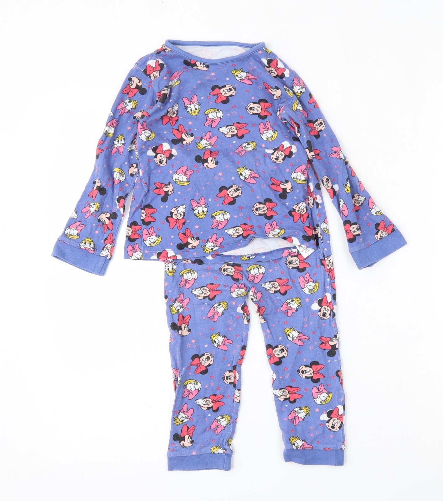 George Girls Blue Geometric Cotton Top Pyjama Set Size 2-3 Years