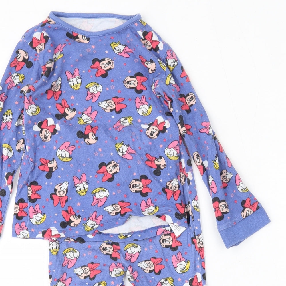 George Girls Blue Geometric Cotton Top Pyjama Set Size 2-3 Years