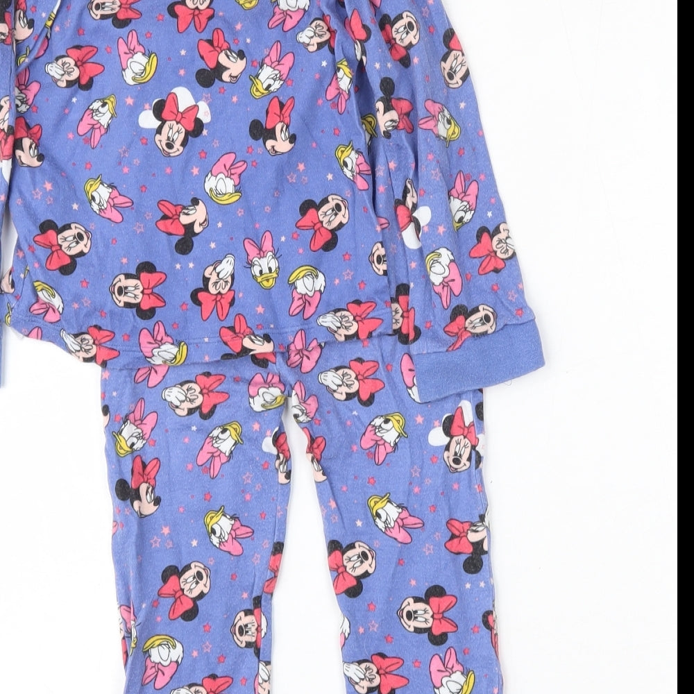 George Girls Blue Geometric Cotton Top Pyjama Set Size 2-3 Years