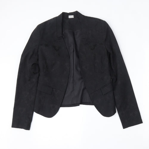 New Look Womens Black Floral Cotton Jacket Blazer Size 10