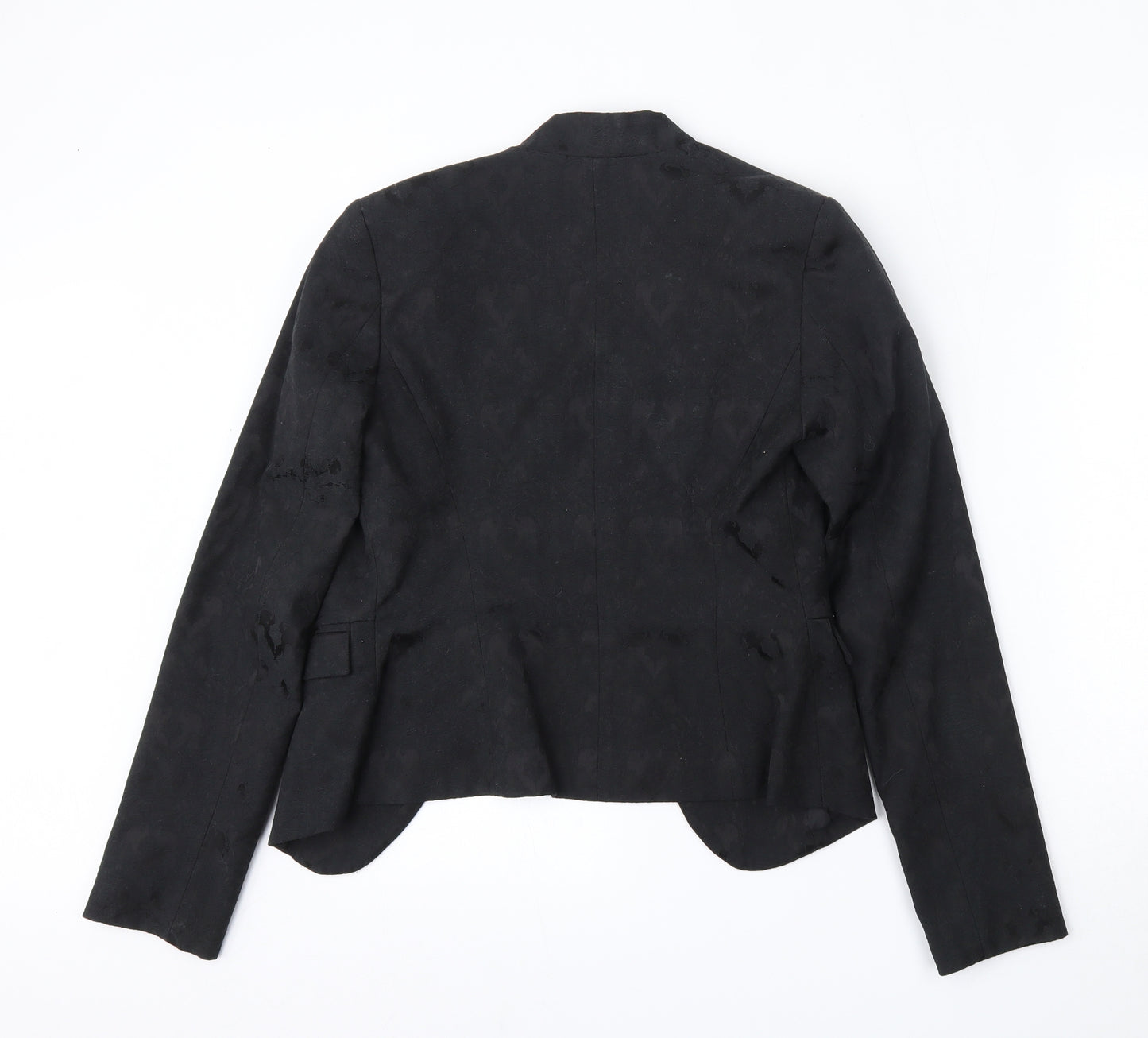 New Look Womens Black Floral Cotton Jacket Blazer Size 10