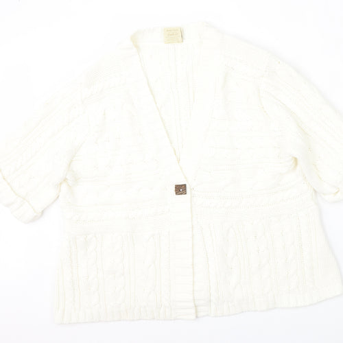 Being Casual Womens Beige V-Neck  Acrylic Cardigan Jumper Size 20