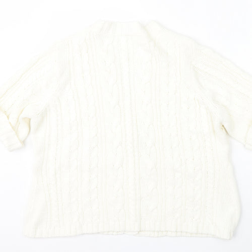 Being Casual Womens Beige V-Neck  Acrylic Cardigan Jumper Size 20