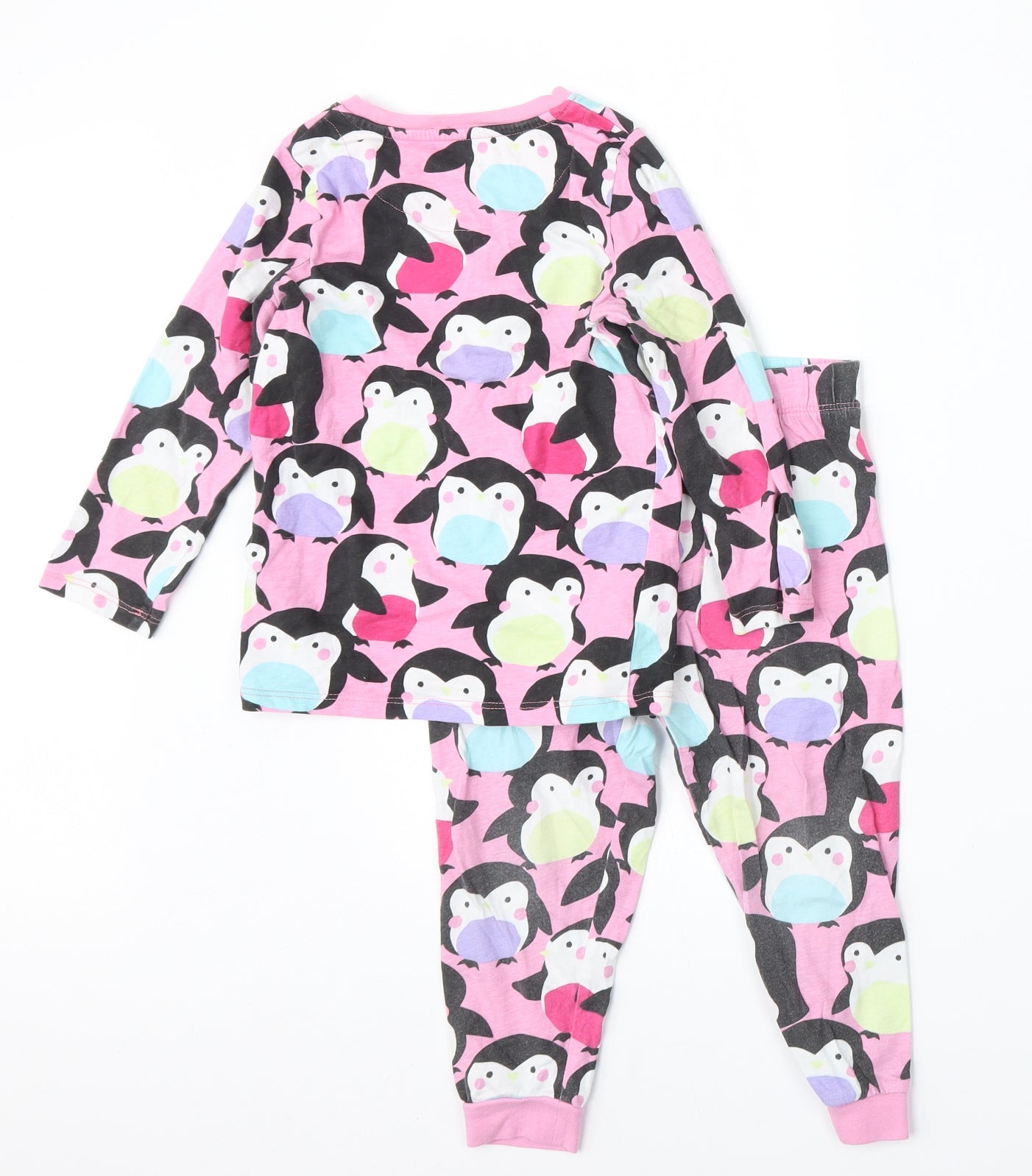 Marks and Spencer Girls Multicoloured Geometric Cotton Top Pyjama Set Size 2-3 Years