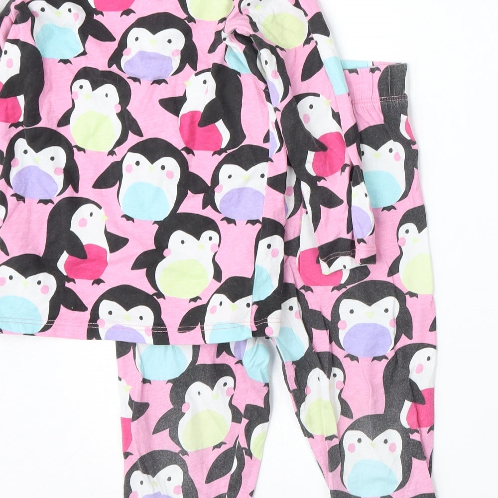 Marks and Spencer Girls Multicoloured Geometric Cotton Top Pyjama Set Size 2-3 Years