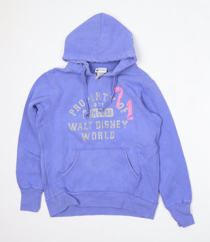 Disney Womens Blue Cotton Pullover Hoodie Size S Tie