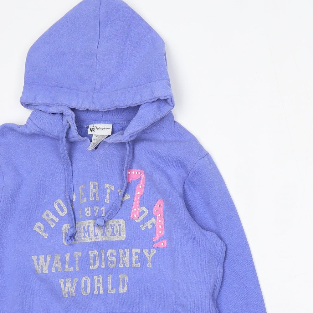 Disney Womens Blue  Cotton Pullover Hoodie Size S  Tie