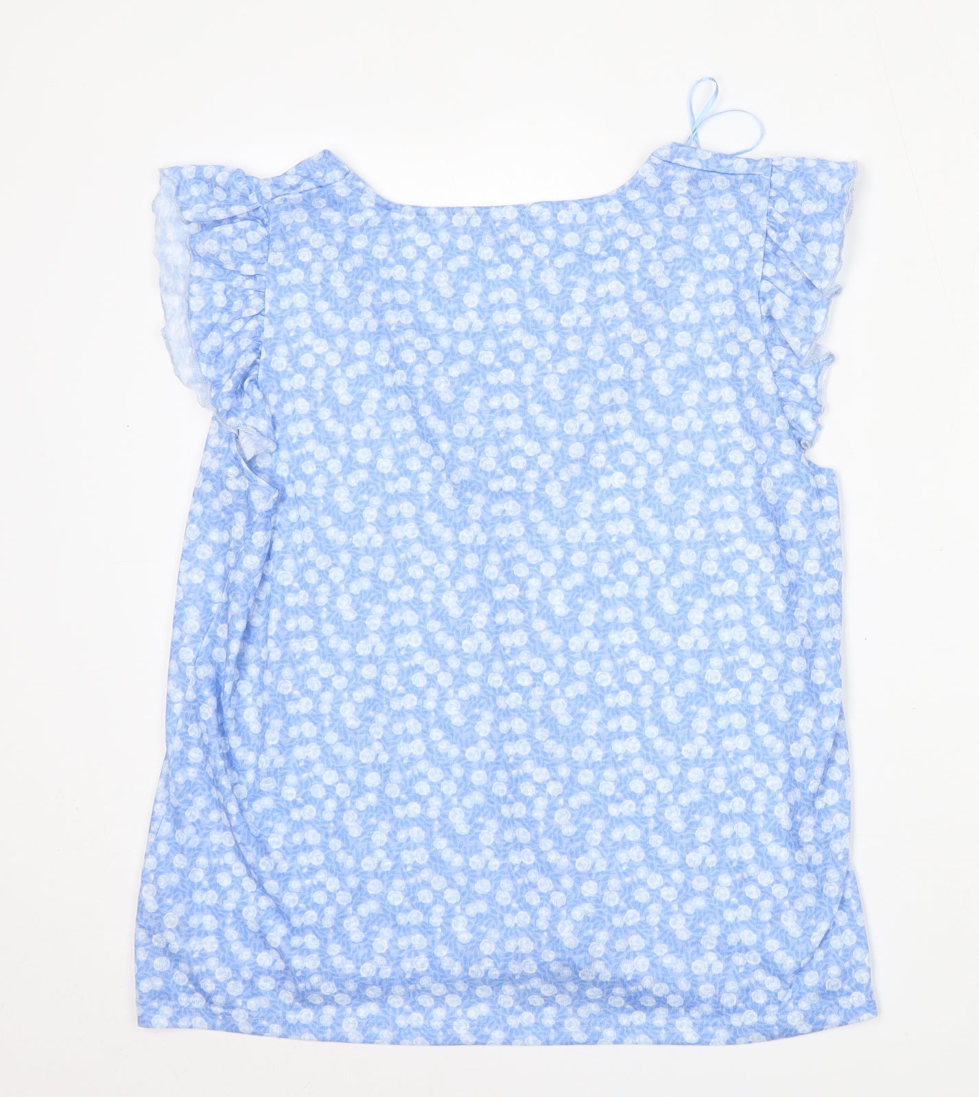 Dunnes Stores Womens Blue Geometric Polyester Basic Blouse Size L Round Neck