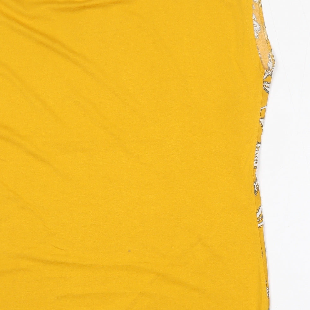 F&F Womens Yellow Floral Viscose Basic Blouse Size 14 Round Neck