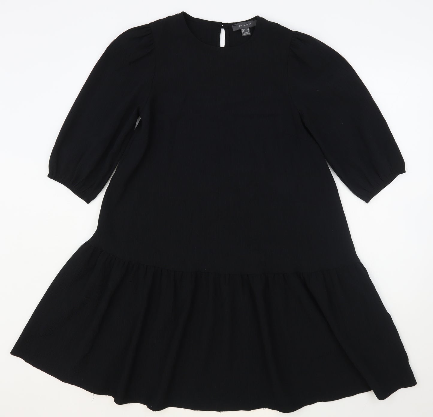Primark Womens Black  Viscose Trapeze & Swing  Size 6  Round Neck Button