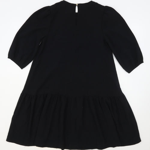 Primark Womens Black  Viscose Trapeze & Swing  Size 6  Round Neck Button