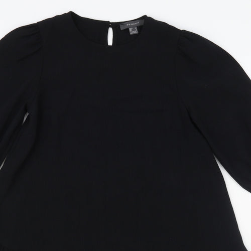 Primark Womens Black  Viscose Trapeze & Swing  Size 6  Round Neck Button