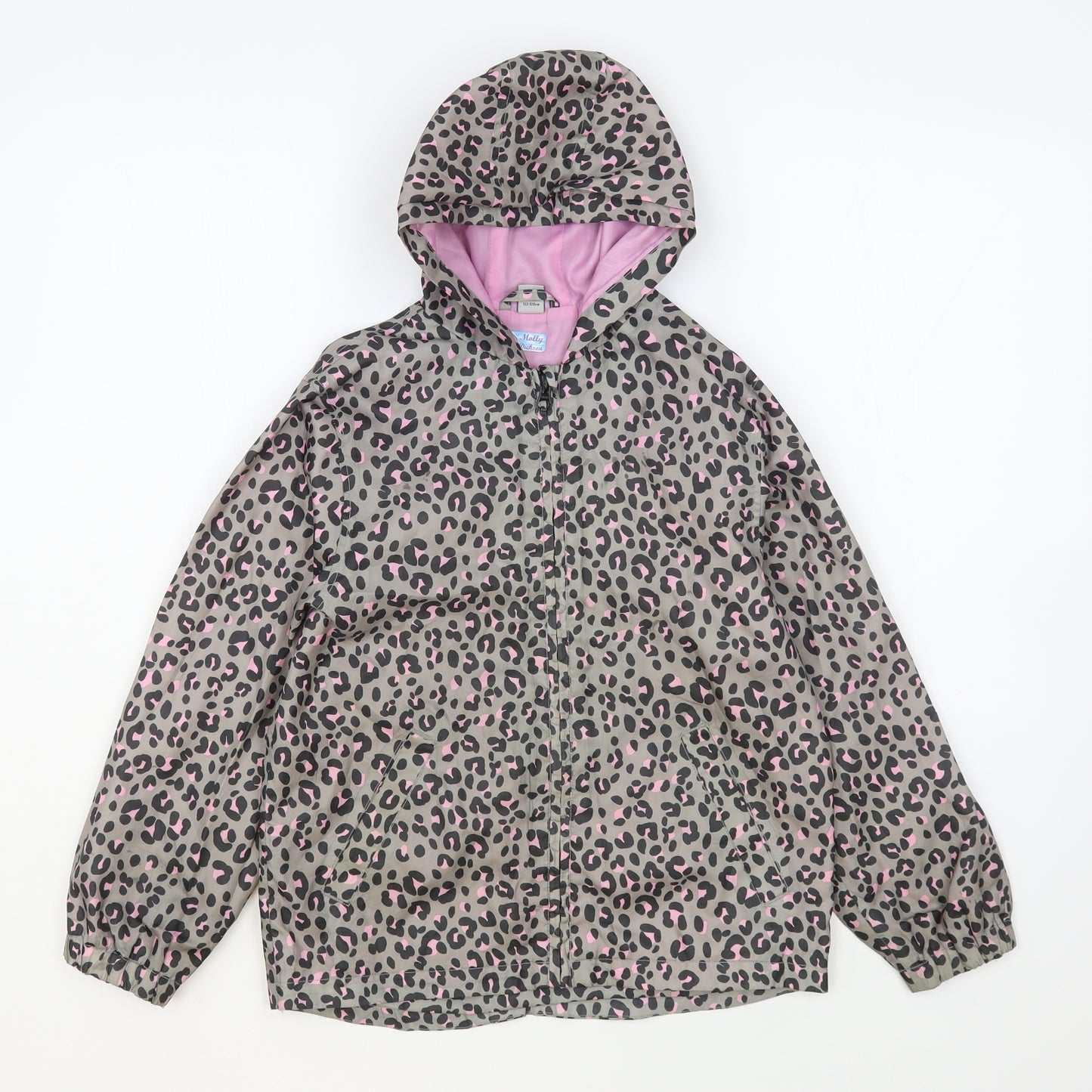 TU Girls Grey Animal Print  Rain Coat Coat Size 7-8 Years  Zip