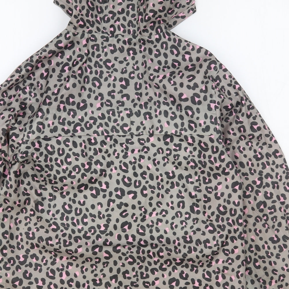 TU Girls Grey Animal Print  Rain Coat Coat Size 7-8 Years  Zip