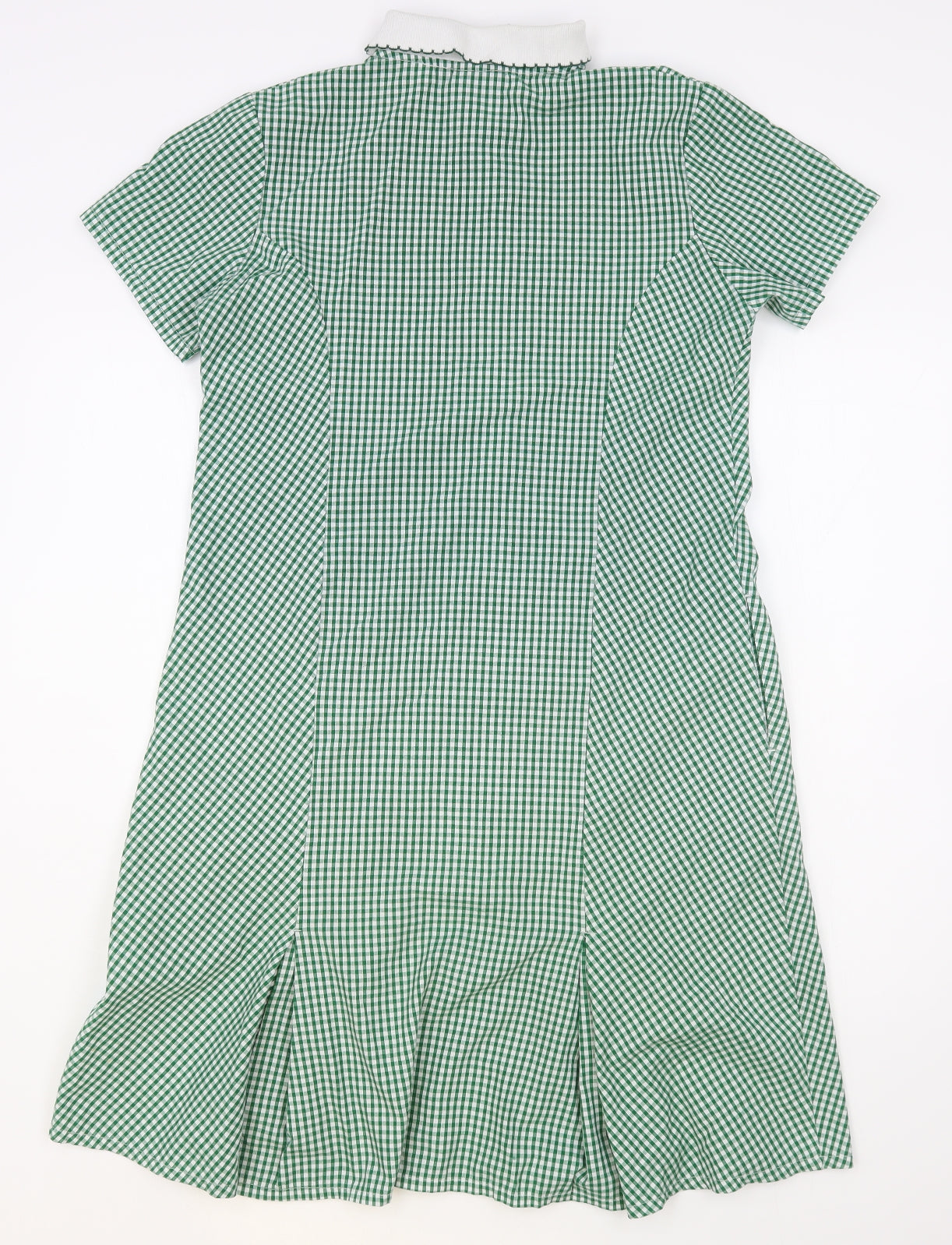 Banner Girls Green Gingham Polyester Pencil Dress  Size 12-13 Years  Collared Zip - School