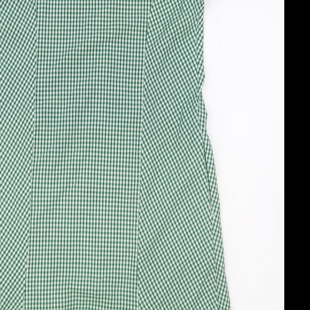 Banner Girls Green Gingham Polyester Pencil Dress  Size 12-13 Years  Collared Zip - School