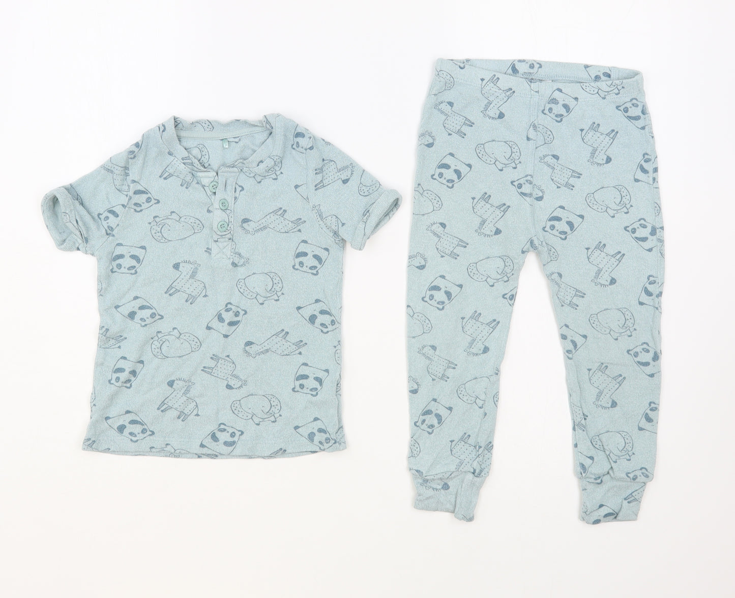 George Boys Blue Geometric Viscose  Pyjama Set Size 2-3 Years  Button
