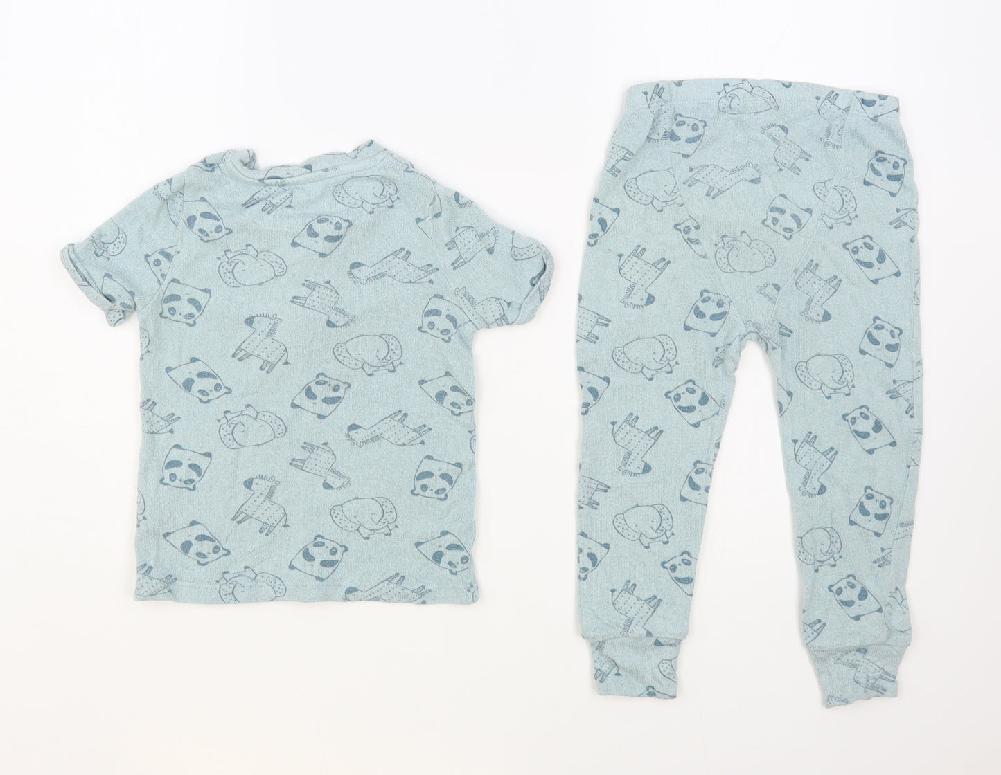 George Boys Blue Geometric Viscose  Pyjama Set Size 2-3 Years  Button