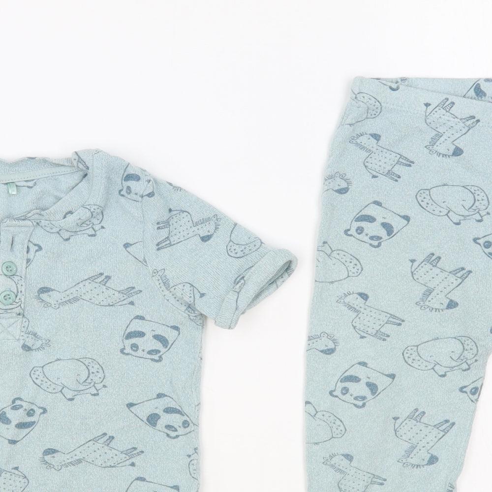 George Boys Blue Geometric Viscose  Pyjama Set Size 2-3 Years  Button