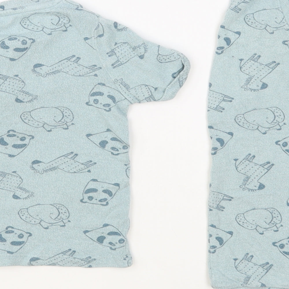 George Boys Blue Geometric Viscose  Pyjama Set Size 2-3 Years  Button