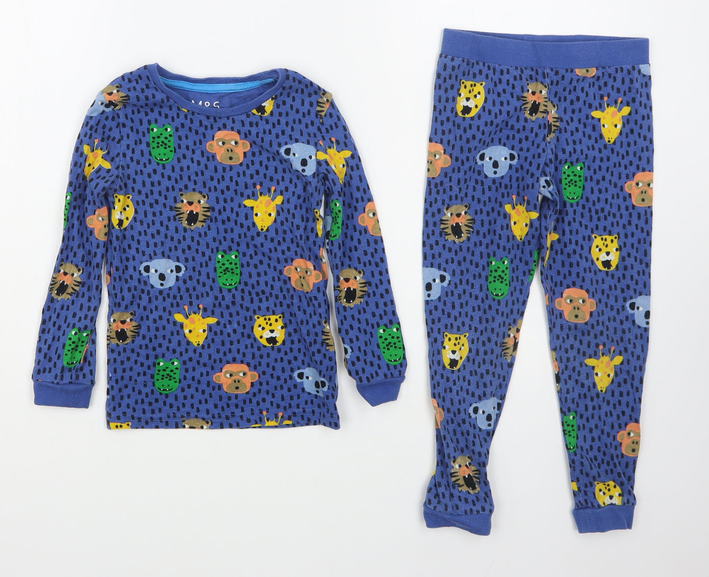 Marks and Spencer Boys Blue Geometric Cotton  Pyjama Set Size 3-4 Years  Pullover